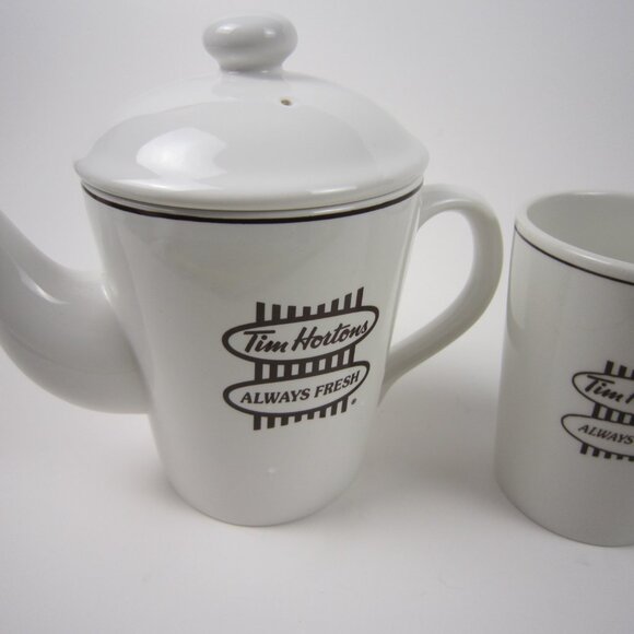 Tim Hortons 2 cup Tea Pot Teapot with Mug - Always fresh - GUC - Picture 2 of 9